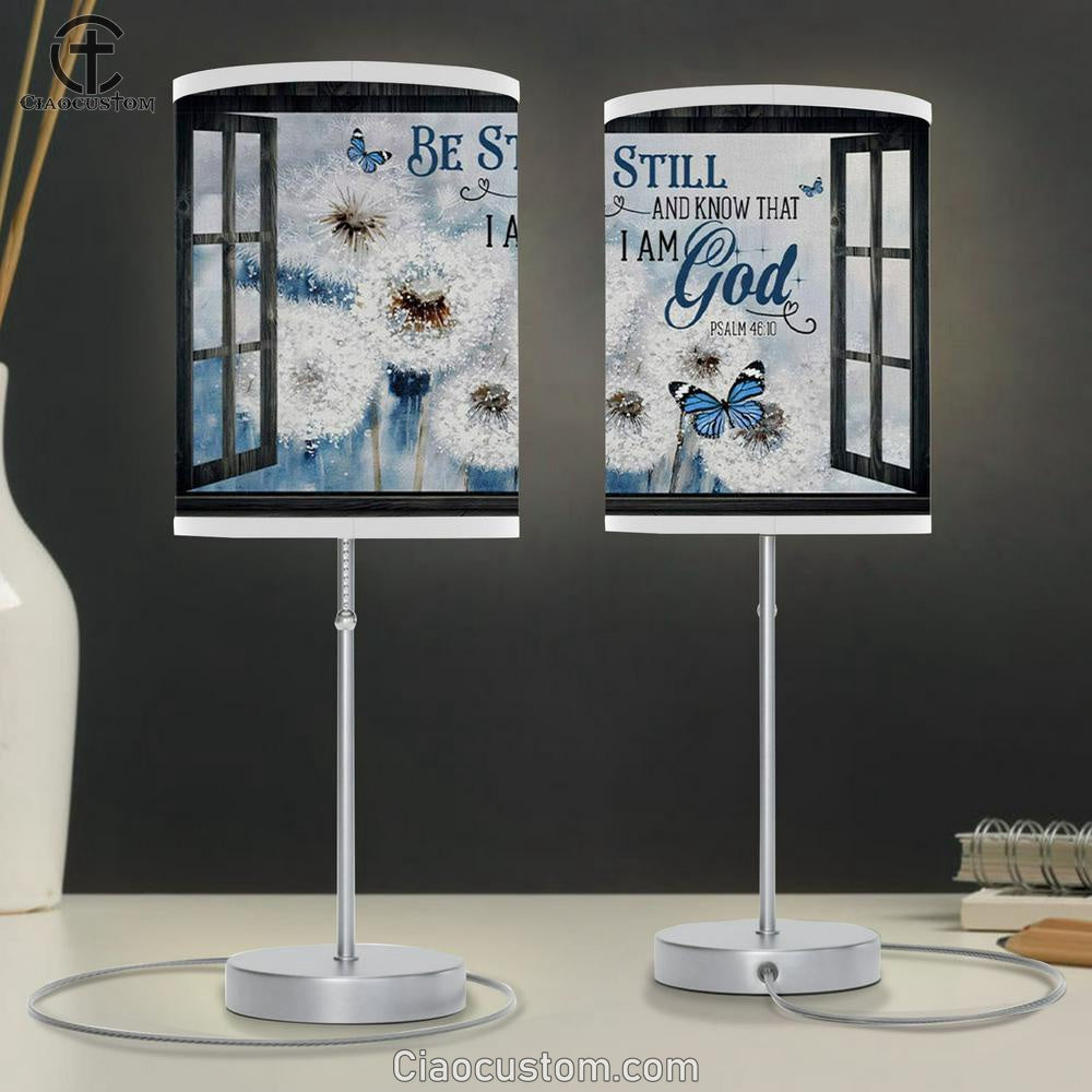 Dandelion Butterfly Be Still And Know Table Lamp For Bedroom Print - Christian Room Decor