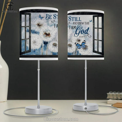 Dandelion Butterfly Be Still And Know Table Lamp For Bedroom Print - Christian Room Decor