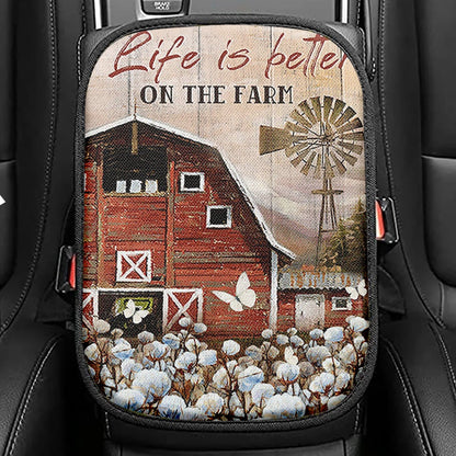 Dandelion Field Life Is Better On The Farm Seat Box Cover, Christian Car Center Console Cover, Religious Car Interior Accessories