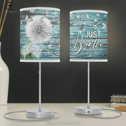Dandelion Just Breathe Table Lamp For Bedroom - Christian Lamp Art - Christian Room Decor