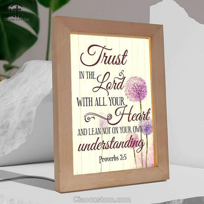 Dandelion Just Breathe Vertical Frame Lamp Prints - Bible Verse Wooden Lamp - Scripture Night Light