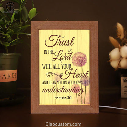 Dandelion Just Breathe Vertical Frame Lamp Prints - Bible Verse Wooden Lamp - Scripture Night Light