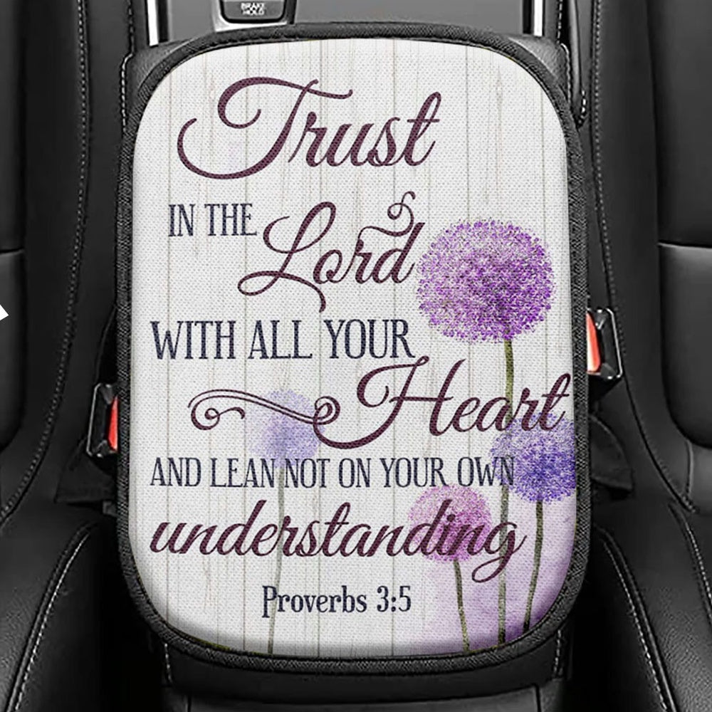 Dandelion Just Breathe Vertical Seat Box Cover, Bible Verse Car Center Console Cover, Scripture Car Interior Accessories