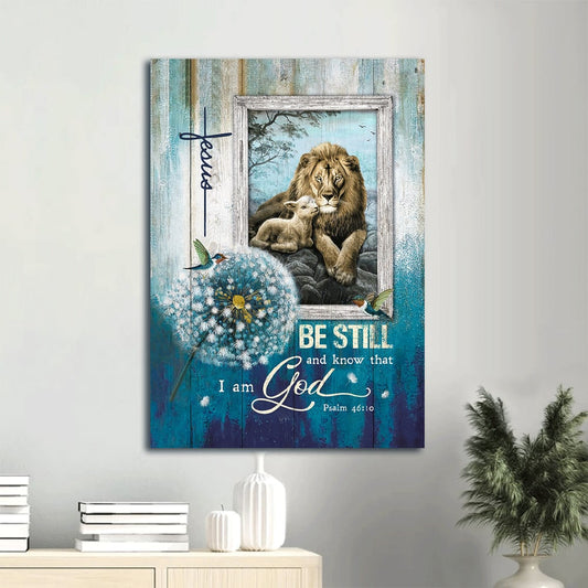 Dandelion Lion Of Judah Lamb Of God Be Still And Know That I Am God Canvas Wall Art - Christian Gift
