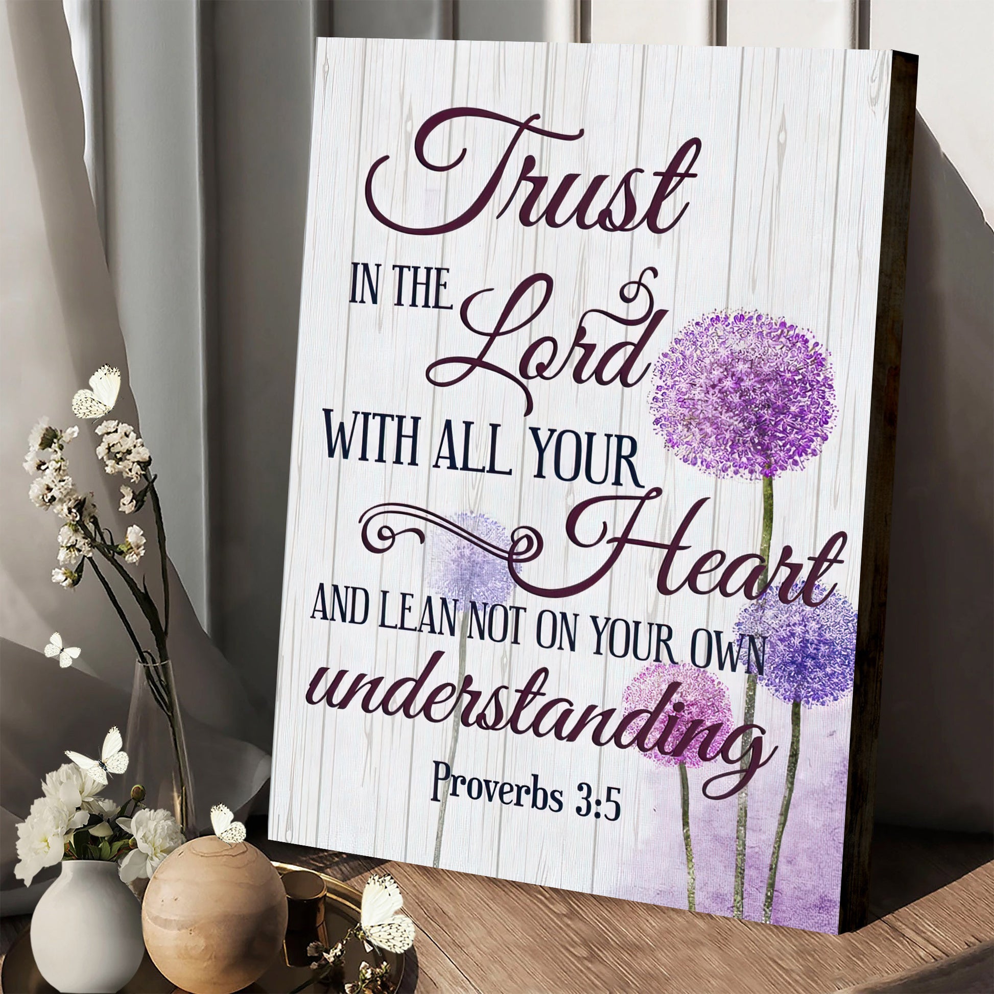 Dandelion Trust In The Lord With All Your Heart Proverbs 35 Canvas Art Bible Verse Wall