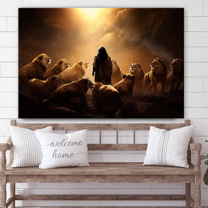 Daniel In The Lion Den Jesus Bible Art - Canvas Pictures - Jesus Canvas Art - Christian Wall Art