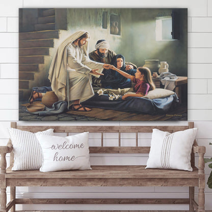 Daughter Arise By Simon Dewey - Jesus Canvas Wall Art - Christian Wall Art