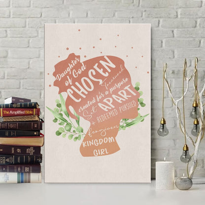 Daughter Of God Chosen And Treasured Canvas Wall Art - Christian Canvas Prints - Bible Verse Canvas