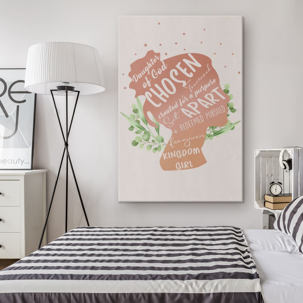 Daughter Of God Chosen And Treasured Canvas Wall Art - Christian Canvas Prints - Bible Verse Canvas