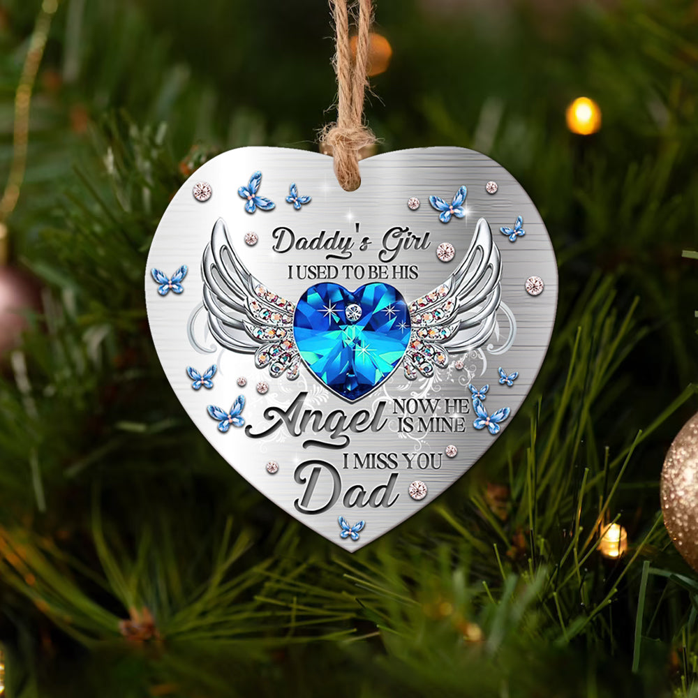 Daughter To Her Daddy With Wings Heart Ceramic Ornament - Christmas Ornament - Christmas Gift