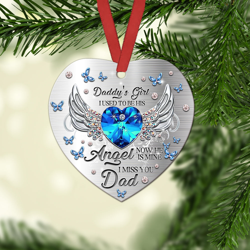 Daughter To Her Daddy With Wings Heart Ceramic Ornament - Christmas Ornament - Christmas Gift