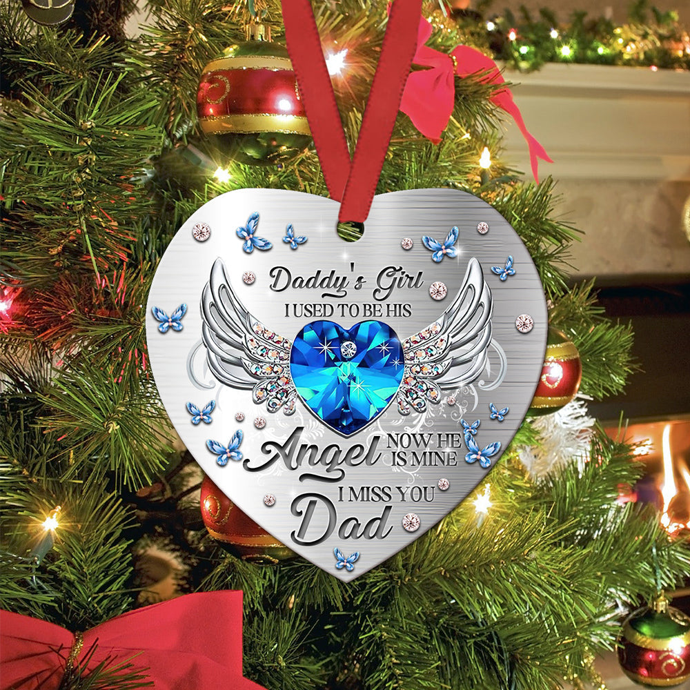 Daughter To Her Daddy With Wings Heart Ornament - Christmas Ornament - Ciaocustom