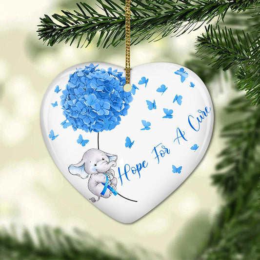 Dbt Dandelion Elephant Hope For A Cure Heart Ceramic Ornament - Christmas Ornament - Christmas Gift