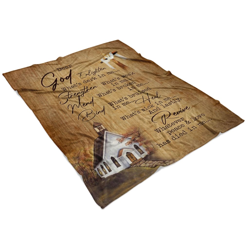 Dear God Enlighten What's Dark In Me Fleece Blanket - Christian Blanket - Bible Verse Blanket