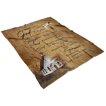 Dear God Enlighten What's Dark In Me Fleece Blanket - Christian Blanket - Bible Verse Blanket