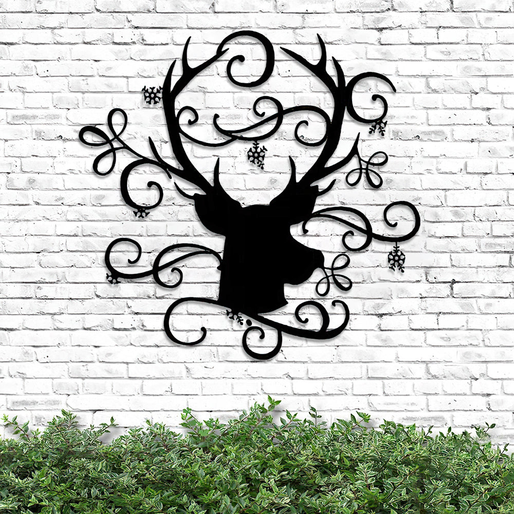 Deer Christmas Metal Wall Art - Deer Metal Sign - Santa Sleigh - Ciaocustom