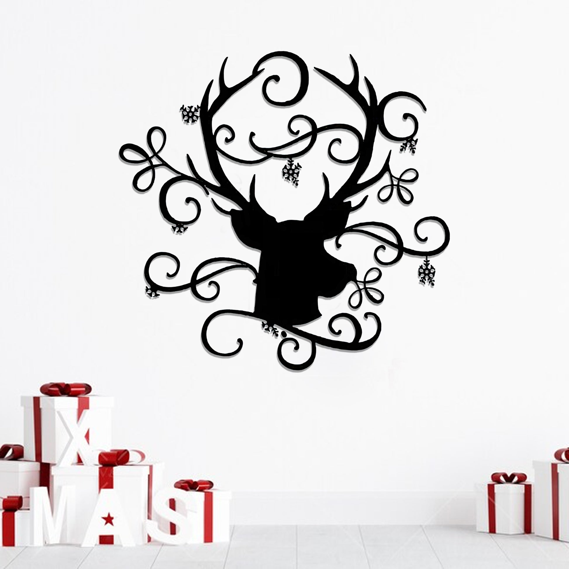 Deer Christmas Metal Wall Art - Deer Metal Sign - Santa Sleigh - Ciaocustom