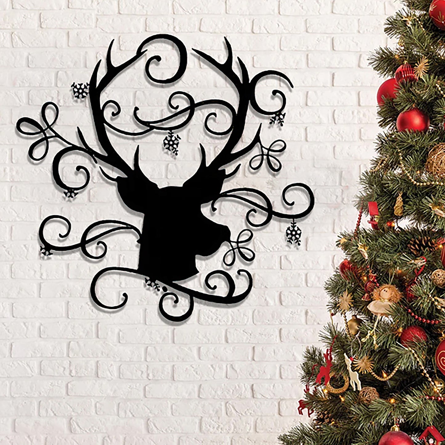 Deer Christmas Metal Wall Art - Deer Metal Sign - Santa Sleigh - Ciaocustom