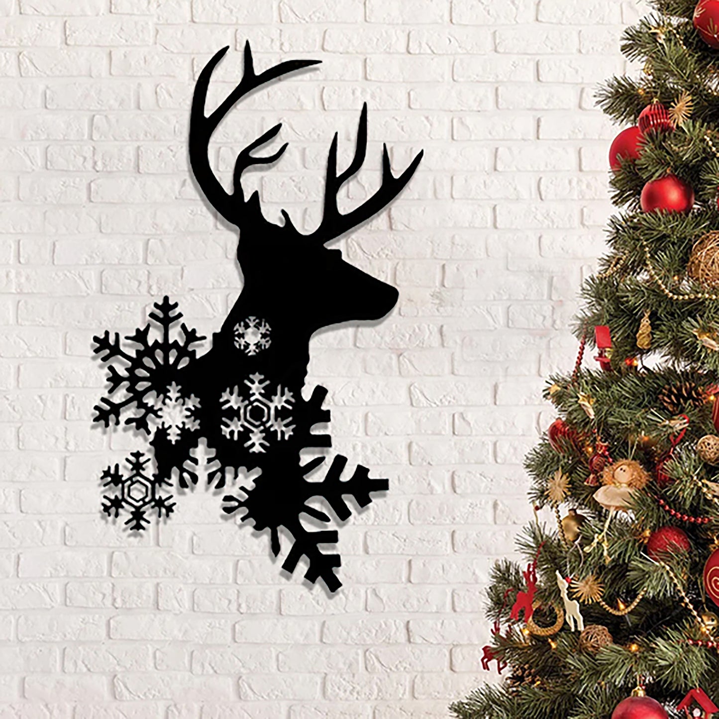 Deer Christmas Sign - Deer Metal Sign - Metal Christmas Wall Art - Ciaocustom