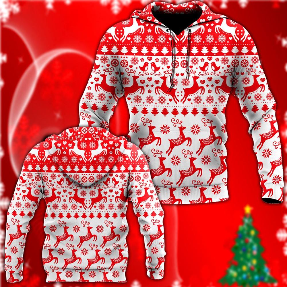 Deer Happy Christmas All Over Print 3D Hoodie For Men And Women, Christmas Gift, Warm Winter Clothes, Best Outfit Christmas