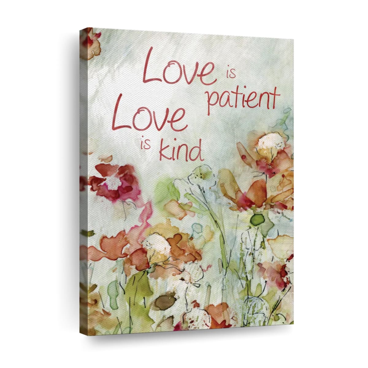 Delicate Garden Love Is Patient Love Is Kind Canvas Wall Art - Christian Wall Decor Art - Religious Wall Decor