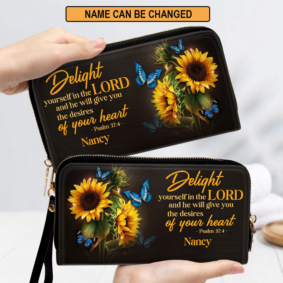 Delight Yourself In The Lord Clutch Purse For Women - Personalized Name - Christian Gifts For Women