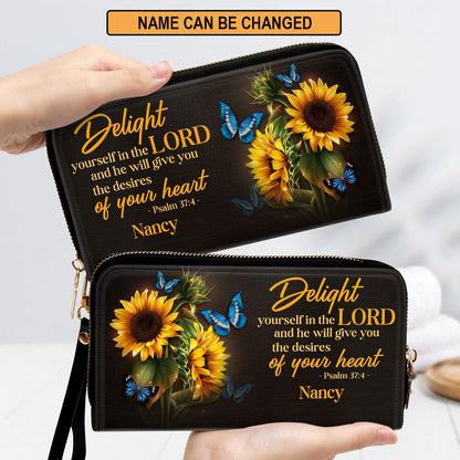 Delight Yourself In The Lord Clutch Purse For Women - Personalized Name - Christian Gifts For Women