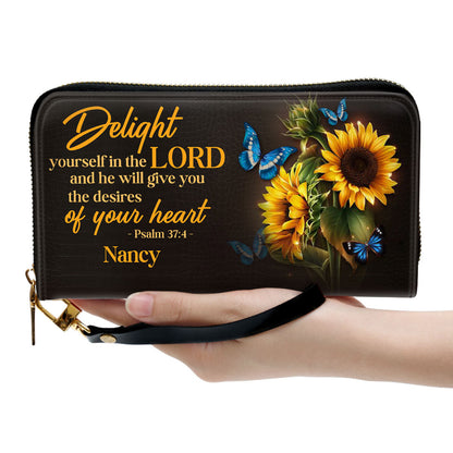 Delight Yourself In The Lord Clutch Purse For Women - Personalized Name - Christian Gifts For Women