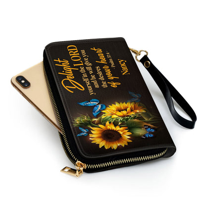 Delight Yourself In The Lord Clutch Purse For Women - Personalized Name - Christian Gifts For Women