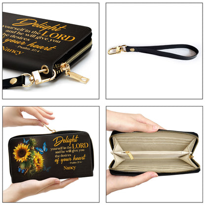 Delight Yourself In The Lord Clutch Purse For Women - Personalized Name - Christian Gifts For Women