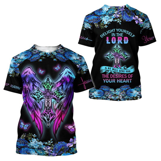 Delight Yourself In The Lord Jesus Customized Shirts - Christian 3d Shirts For Men Women - Custom Name T-Shirt