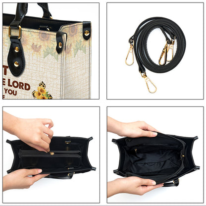 Delight Yourself In The Lord Psalm 37 4 Sunflower And Cross Leather Bag - Personalized Leather Bible Handbag - Christian Gifts for Women