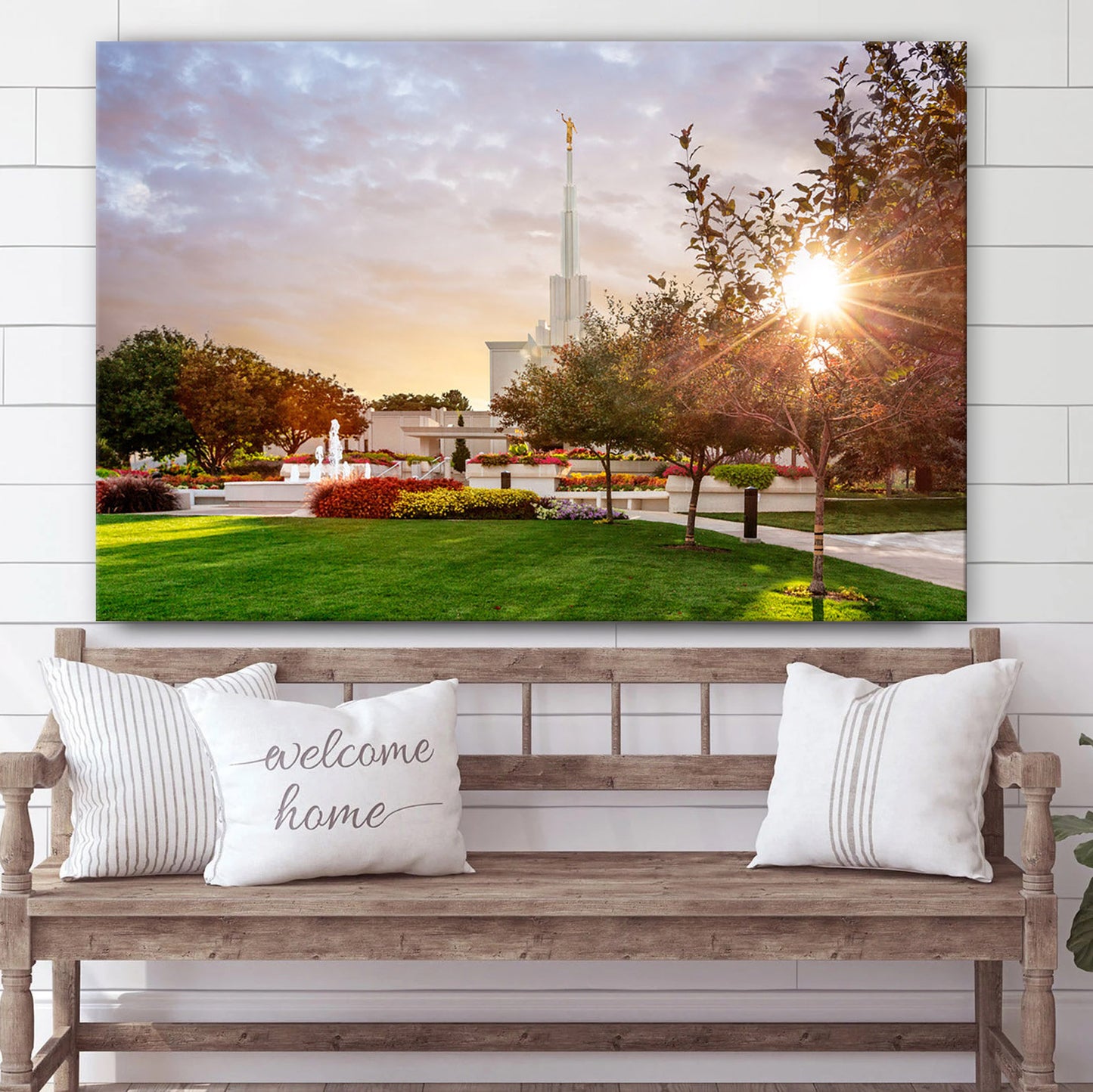 Denver Temple Sunburst Canvas Wall Art - Jesus Christ Picture - Canvas Christian Wall Art