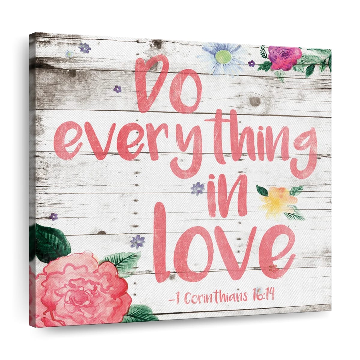 Do Everything In Love Square Canvas Wall Art - Bible Verse Wall Art Canvas - Religious Wall Hanging