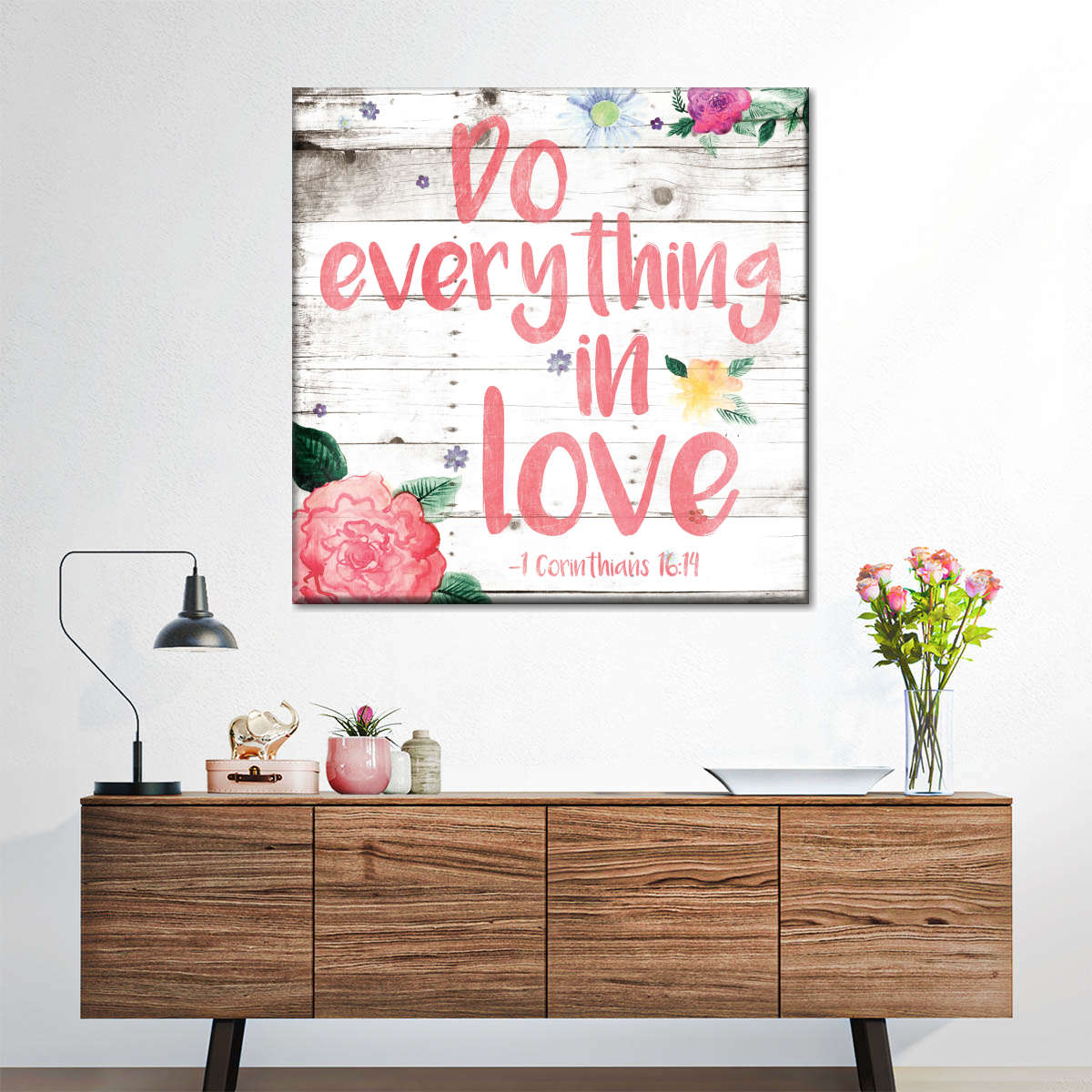 Do Everything In Love Square Canvas Wall Art - Bible Verse Wall Art Canvas - Religious Wall Hanging