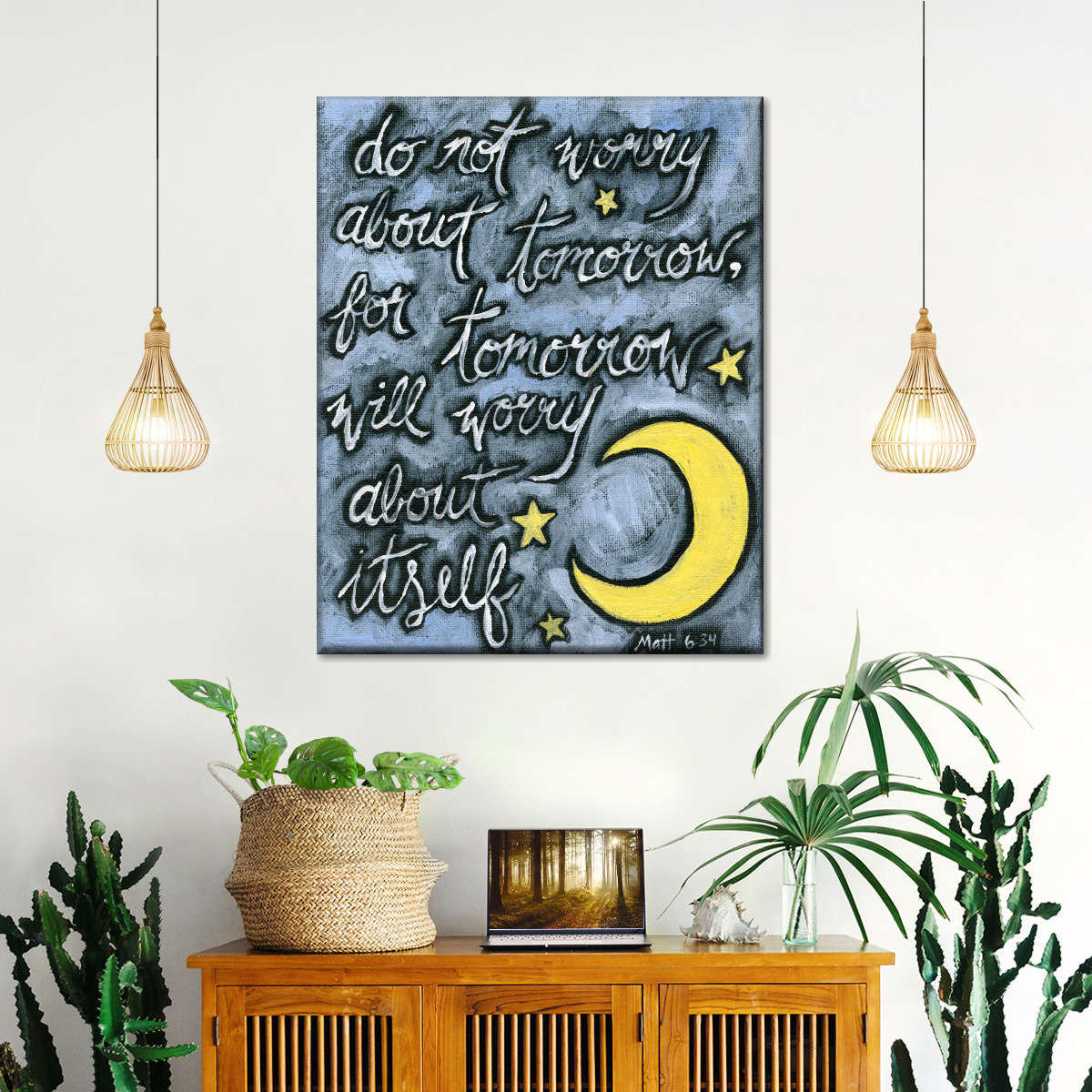 Do Not Worry About Tomorrow Bible Verse Canvas Wall Art - Christian Wall Decor Art - Religious Wall Decor