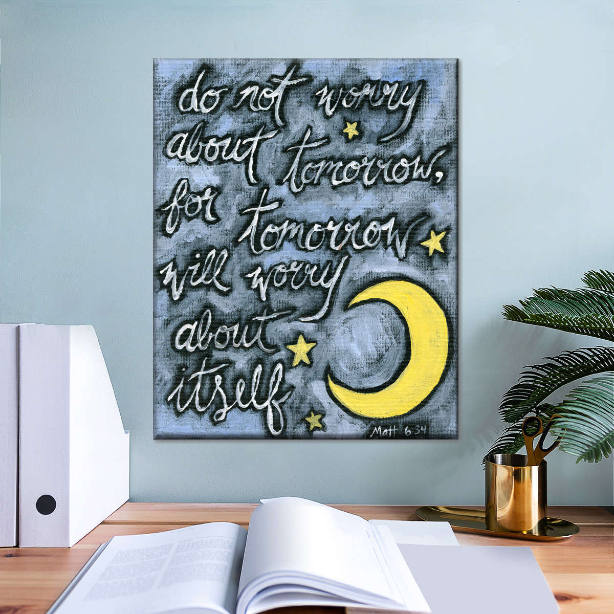 Do Not Worry About Tomorrow Bible Verse Canvas Wall Art - Christian Wall Decor Art - Religious Wall Decor