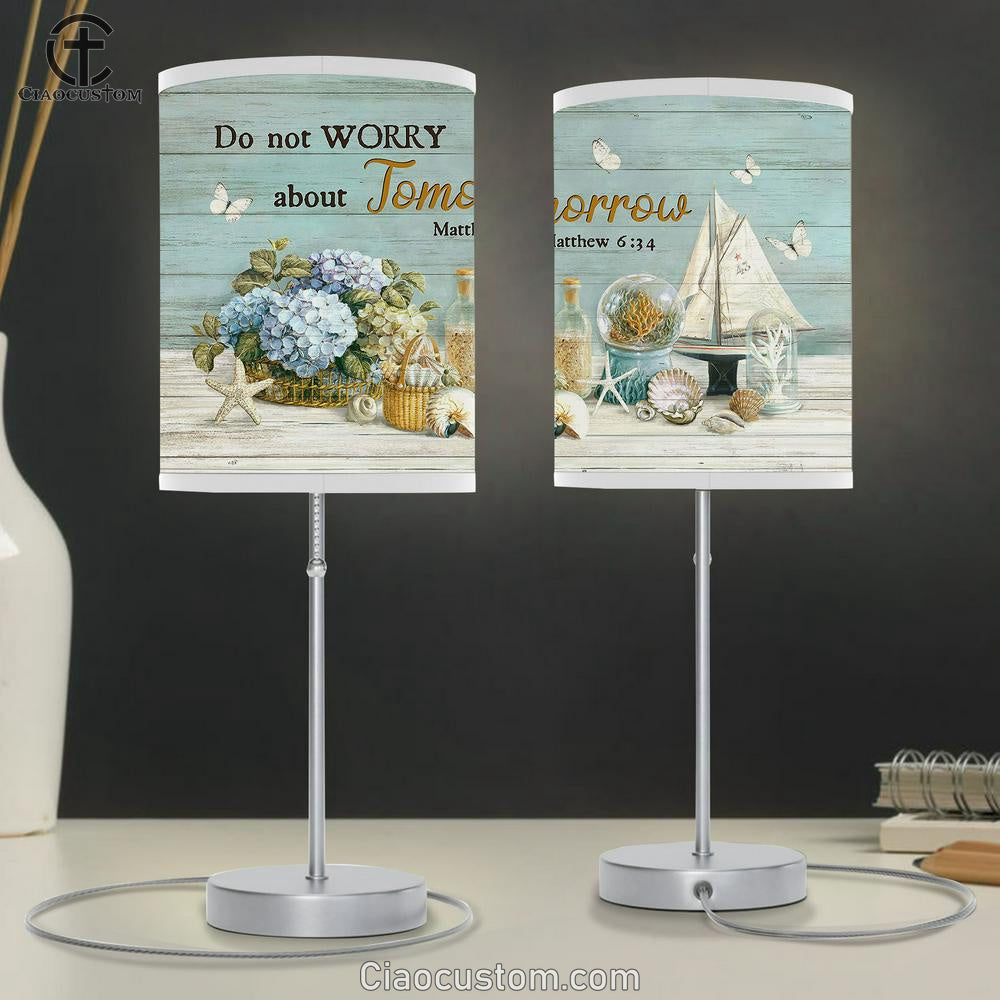 Do not worry about tomorrow Table Lamp For Bedroom - Bible Verse Table Lamp - Religious Room Decor