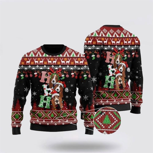 Dog Lover Basset Hound Ho Ho Ho Ugly Christmas Sweater For Men And Women, Gift For Christmas, Best Winter Christmas Outfit