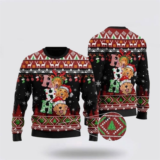 Dog Lover Golden Retriever Ho Ho Ho Ugly Christmas Sweater For Men And Women, Gift For Christmas, Best Winter Christmas Outfit