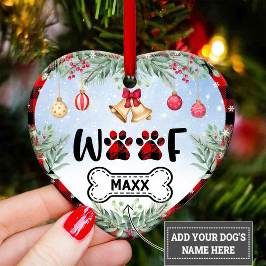 Dog Lover Woof Heart Ceramic Ornament - Christmas Ornament - Christmas Gift