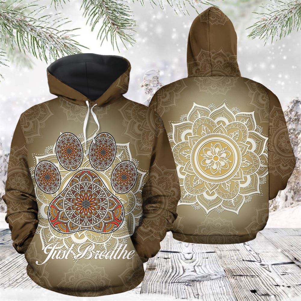 Dog Paw Mandala All Over Print 3D Hoodie For Men And Women, Best Gift For Dog lovers, Best Outfit Christmas
