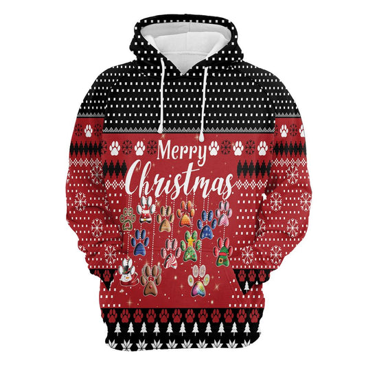 Dog Paws Merry Christmas All Over Print 3D Hoodie For Men And Women, Best Gift For Dog lovers, Best Outfit Christmas