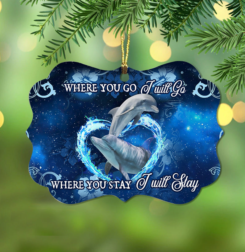 Dolphin Couple Go With You Metal Ornament - Christmas Ornament - Christmas Gift
