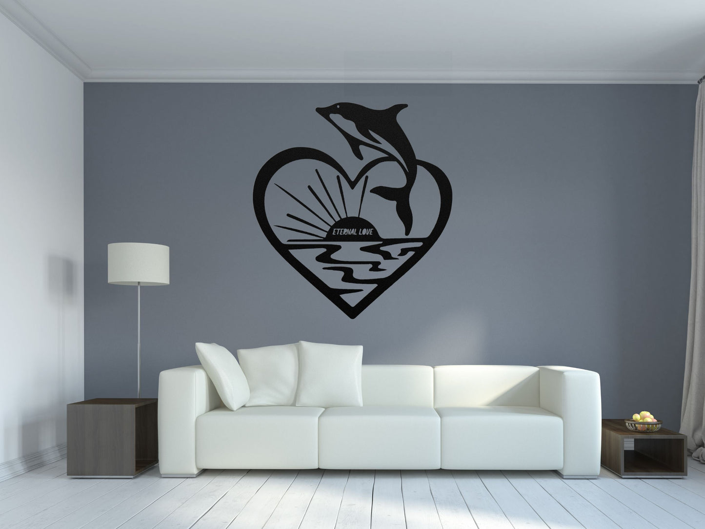 Dolphin Eternal Love Metal Wall Art - Metal Sign Art - Wall Decor Metal Art - Metal Signs For Home