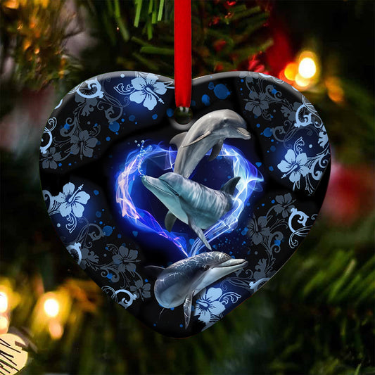 Dolphin Lover Heart Ceramic Ornament - Christmas Ornament - Christmas Gift