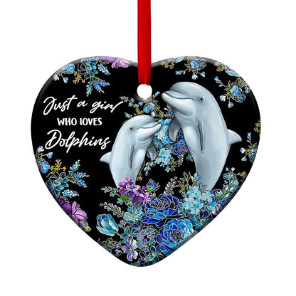 Dolphin Lover Jewelry Style Heart Ceramic Ornament - Christmas Ornament - Christmas Gift