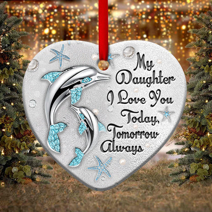 Dolphin Mother Daughter I Love You Jewelry Style Heart Ceramic Ornament - Christmas Ornament - Christmas Gift