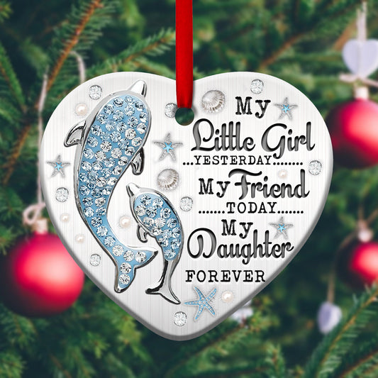 Dolphin Mother Daughter Jewelry Style 2 Heart Ceramic Ornament - Christmas Ornament - Christmas Gift