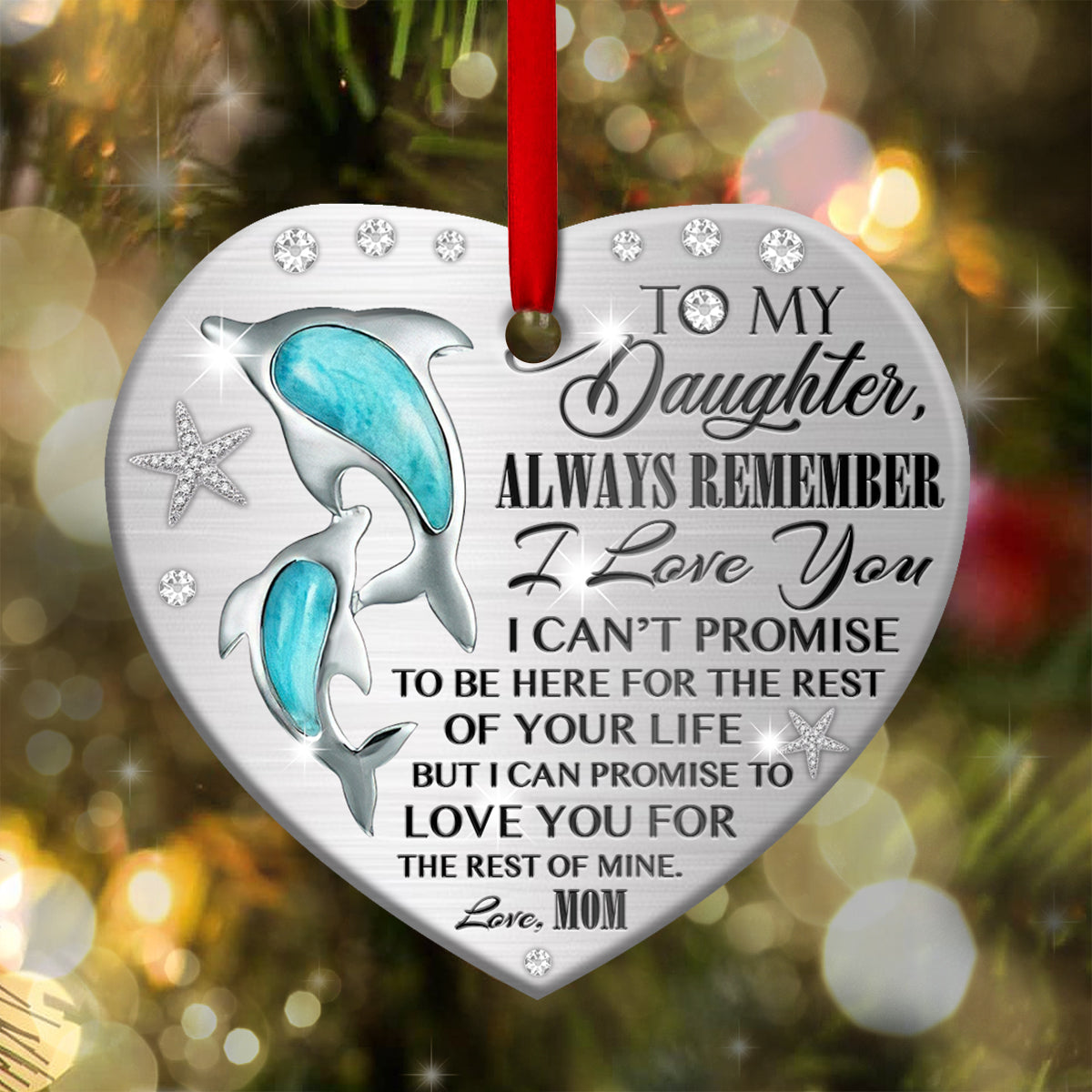 Dolphin Mother Daughter Jewelry Style Heart Ceramic Ornament - Christmas Ornament - Christmas Gift